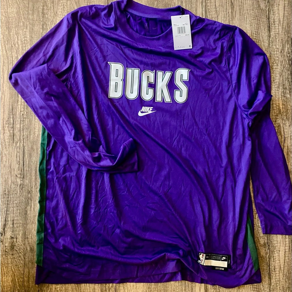 Nike Purple Milwaukee Bucks Long Sleeve Tee